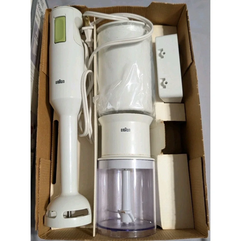 VTG Braun MR370 Hand Blender Immersion Stick + Chopper Attachment Tested w/ Box - Picture 2 of 10